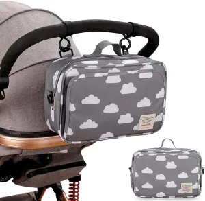 MOMIGO Baby Diaper Caddy Tote Baby Stroller Bag Nursery Storage Bin for Wipes & Toys Mini Diaper Bag for Outdoor (Grey Cloud)
