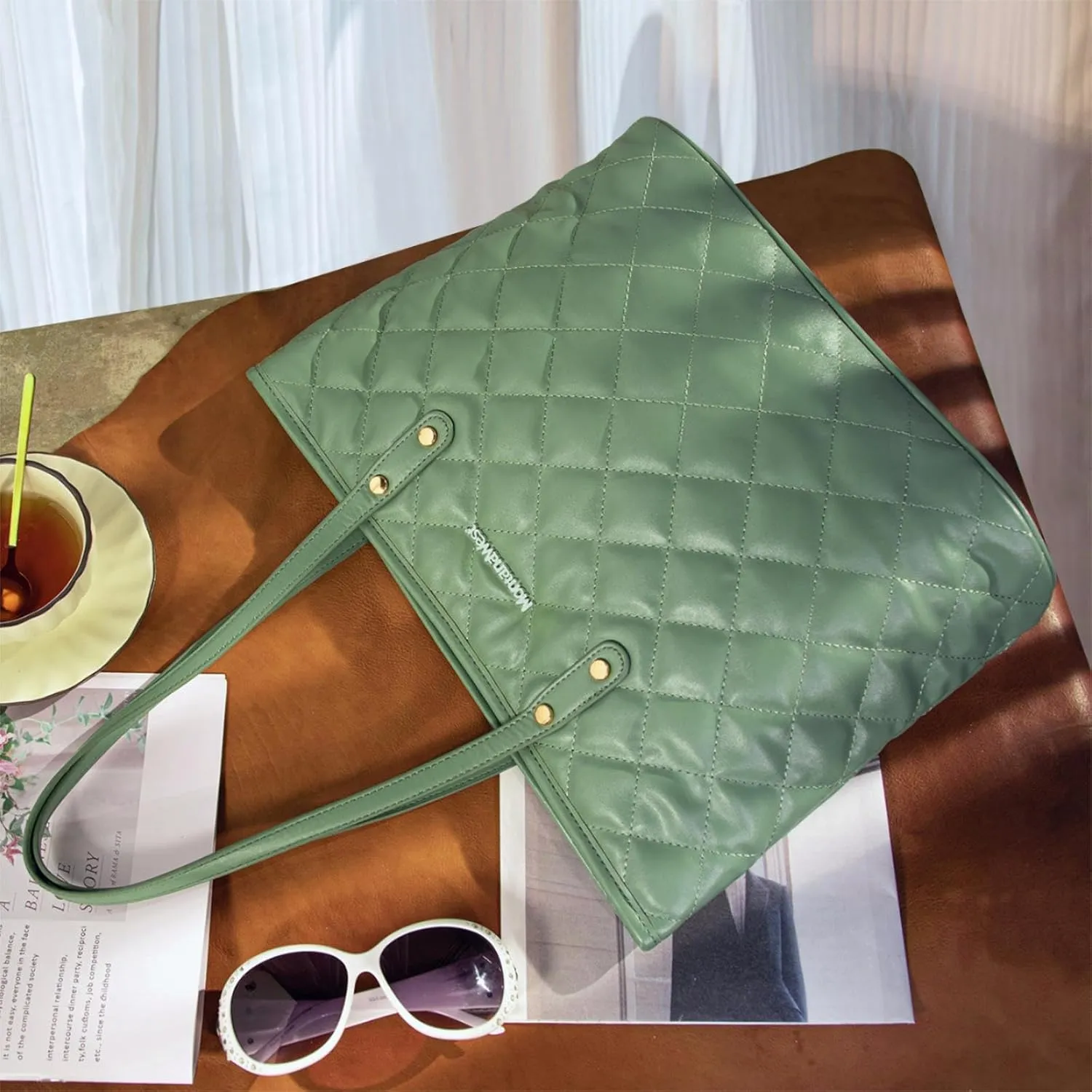Montana West Quilted Tote Bag for Women Large Shoulder Bag Fashion Handbags with Top Zipper