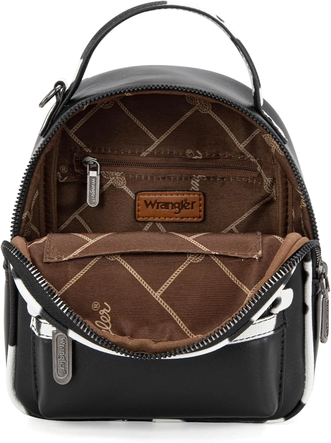 Montana West Wrangler Mini Backpack Cute Cow Print Backpack Purse for Girls and Women, Black WG102-8600BK