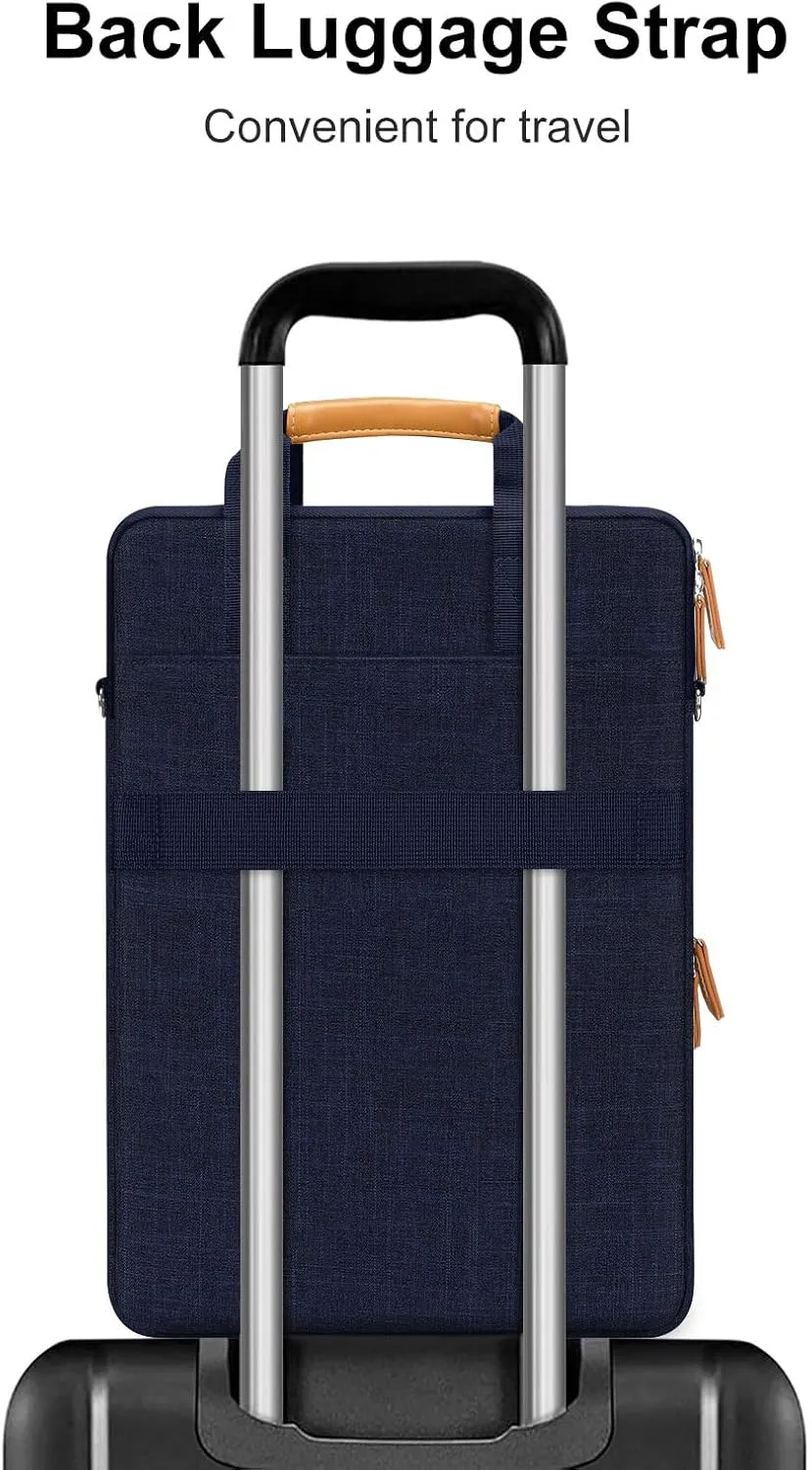 MOSISO 360 Protective Laptop Bag, 15.6 inch Vertical Computer Bag Compatible with MacBook Pro 16 inch, HP, Dell, Lenovo, Asus Notebook with Shoulder Strap & Front Raised & Vertical Pockets, Navy Blue