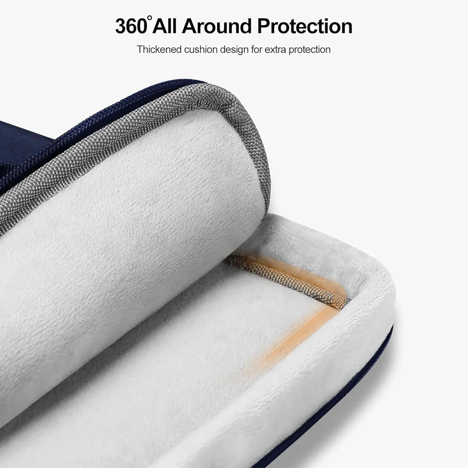 MOSISO 360 Protective Laptop Bag, 15.6 inch Vertical Computer Bag Compatible with MacBook Pro 16 inch, HP, Dell, Lenovo, Asus Notebook with Shoulder Strap & Front Raised & Vertical Pockets, Navy Blue