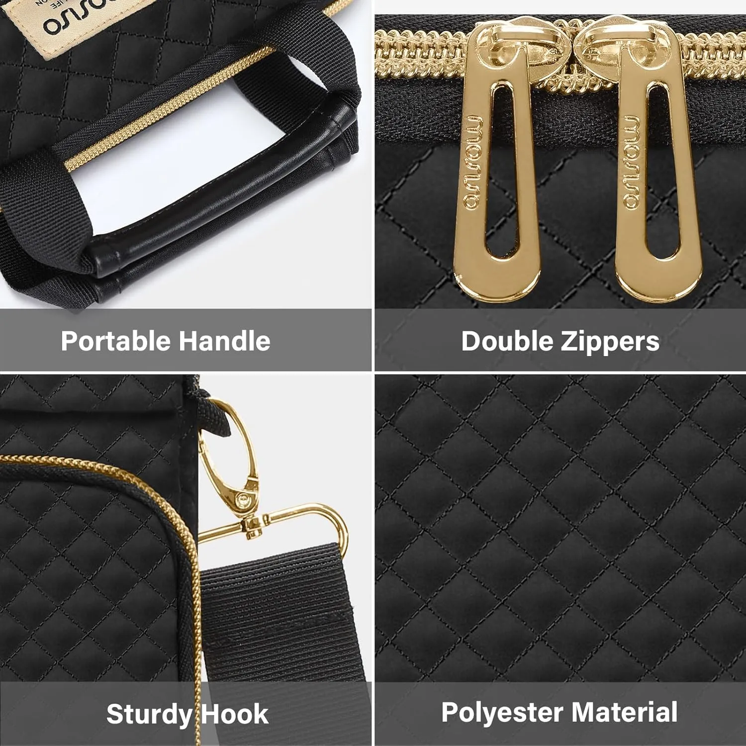 MOSISO 9-11 inch Tablet Sleeve for iPad A16 2025, iPad Air 11 inch M3 M2, iPad Pro 11 M4, iPad 10/9/8/7th, Galaxy Tab A9 /S9/S8/Plus 11, Square Quilted Carrying Case with Front 2 Pockets, Black