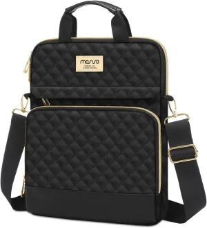 MOSISO 9-11 inch Tablet Sleeve for iPad A16 2025, iPad Air 11 inch M3 M2, iPad Pro 11 M4, iPad 10/9/8/7th, Galaxy Tab A9 /S9/S8/Plus 11, Square Quilted Carrying Case with Front 2 Pockets, Black