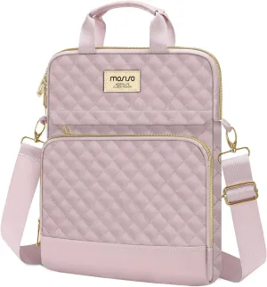 MOSISO 9-11 inch Tablet Sleeve for iPad A16 2025, iPad Air 11 inch M3 M2, iPad Pro 11 M4, iPad 10/9/8/7th, Galaxy Tab A9 /S9/S8/Plus 11, Square Quilted Carrying Case with Front 2 Pockets, Pink