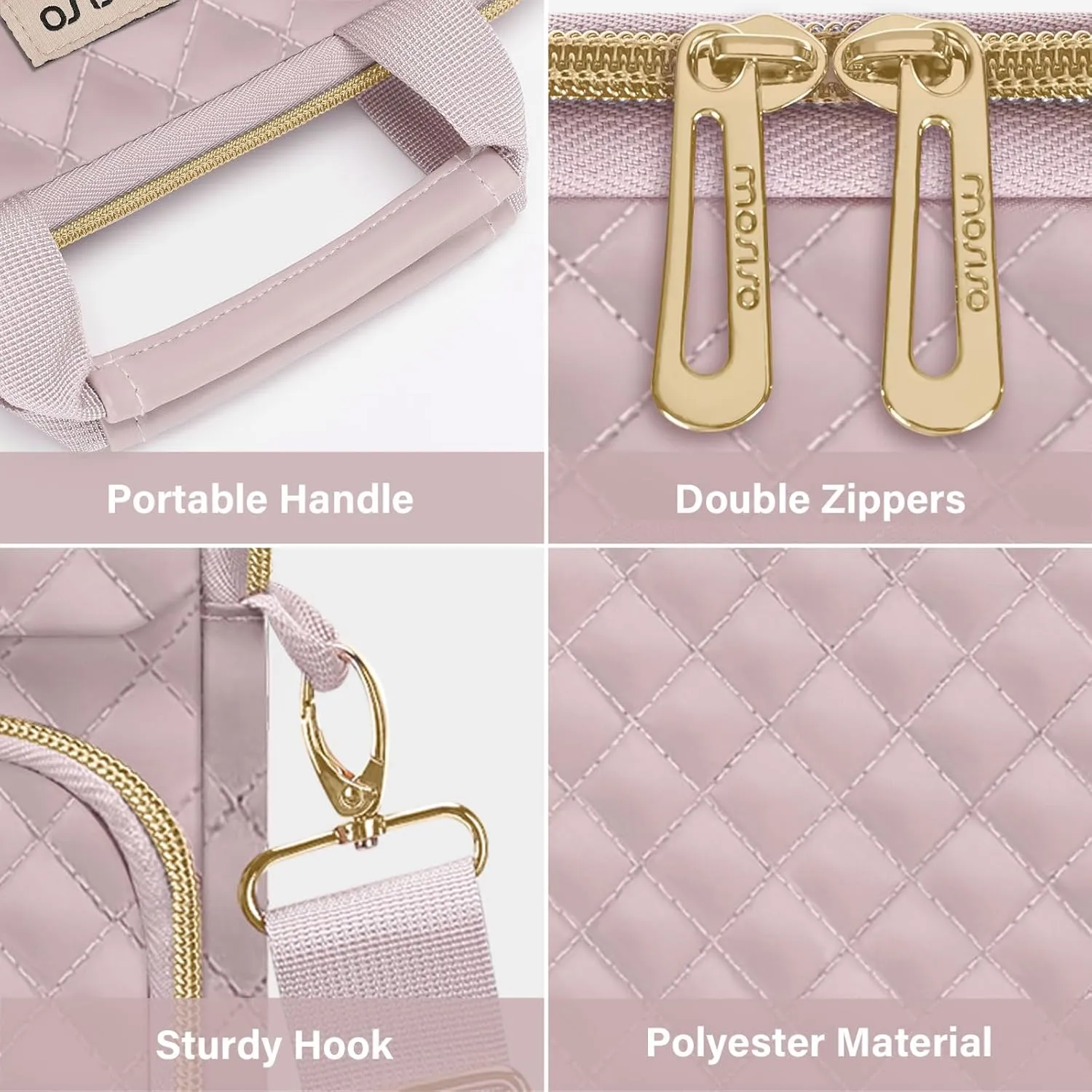MOSISO 9-11 inch Tablet Sleeve for iPad A16 2025, iPad Air 11 inch M3 M2, iPad Pro 11 M4, iPad 10/9/8/7th, Galaxy Tab A9 /S9/S8/Plus 11, Square Quilted Carrying Case with Front 2 Pockets, Pink