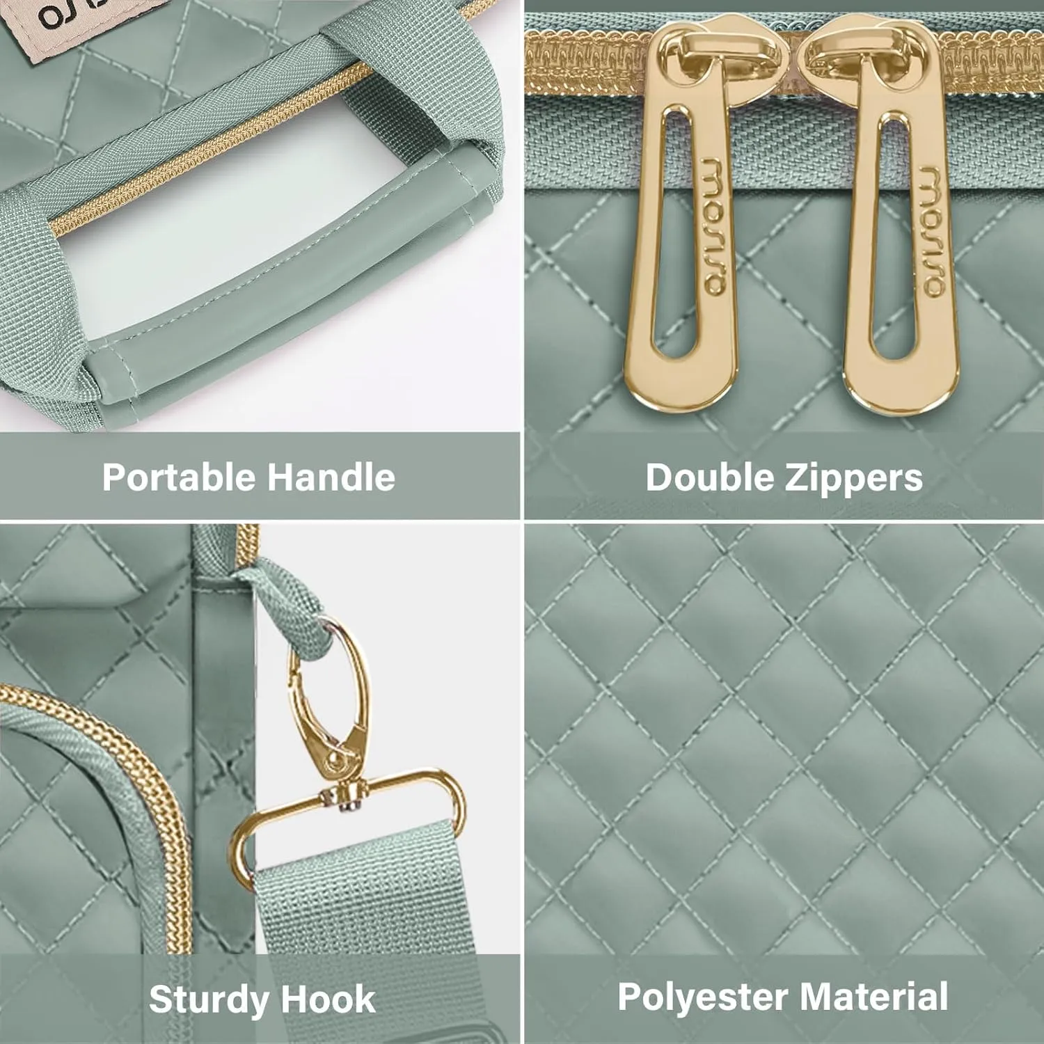 MOSISO 9-11 Inch Tablet Sleeve for iPad Pro M4, Air M2 2024, 10 & Air 5 10.9, 9/8/7th 10.2, Tab S8/S9 11, Square Quilted Carrying Case With Front 2 Pockets, Antique Green