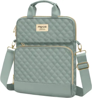 MOSISO 9-11 Inch Tablet Sleeve for iPad Pro M4, Air M2 2024, 10 & Air 5 10.9, 9/8/7th 10.2, Tab S8/S9 11, Square Quilted Carrying Case With Front 2 Pockets, Antique Green