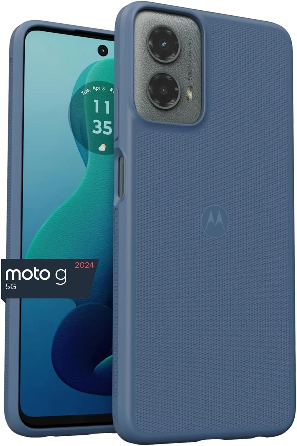 Motorola Moto G 5G (2024) Textured Protective Case- Dusk Blue - Precision fit Shock Absorbing Cases for Enhanced Phone Grip, Style, Drop Protection for Your Moto G 5G 2024
