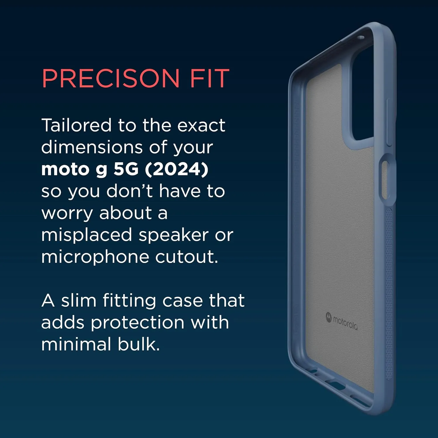 Motorola Moto G 5G (2024) Textured Protective Case- Dusk Blue - Precision fit Shock Absorbing Cases for Enhanced Phone Grip, Style, Drop Protection for Your Moto G 5G 2024