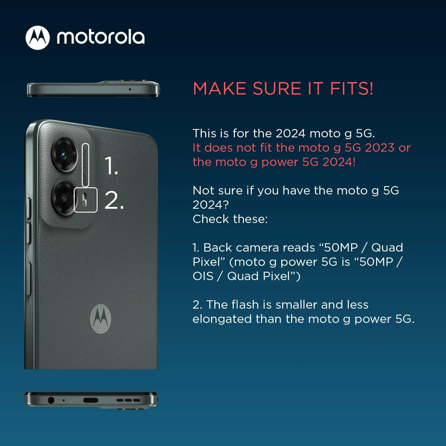 Motorola Moto G 5G (2024) Textured Protective Case- Dusk Blue - Precision fit Shock Absorbing Cases for Enhanced Phone Grip, Style, Drop Protection for Your Moto G 5G 2024