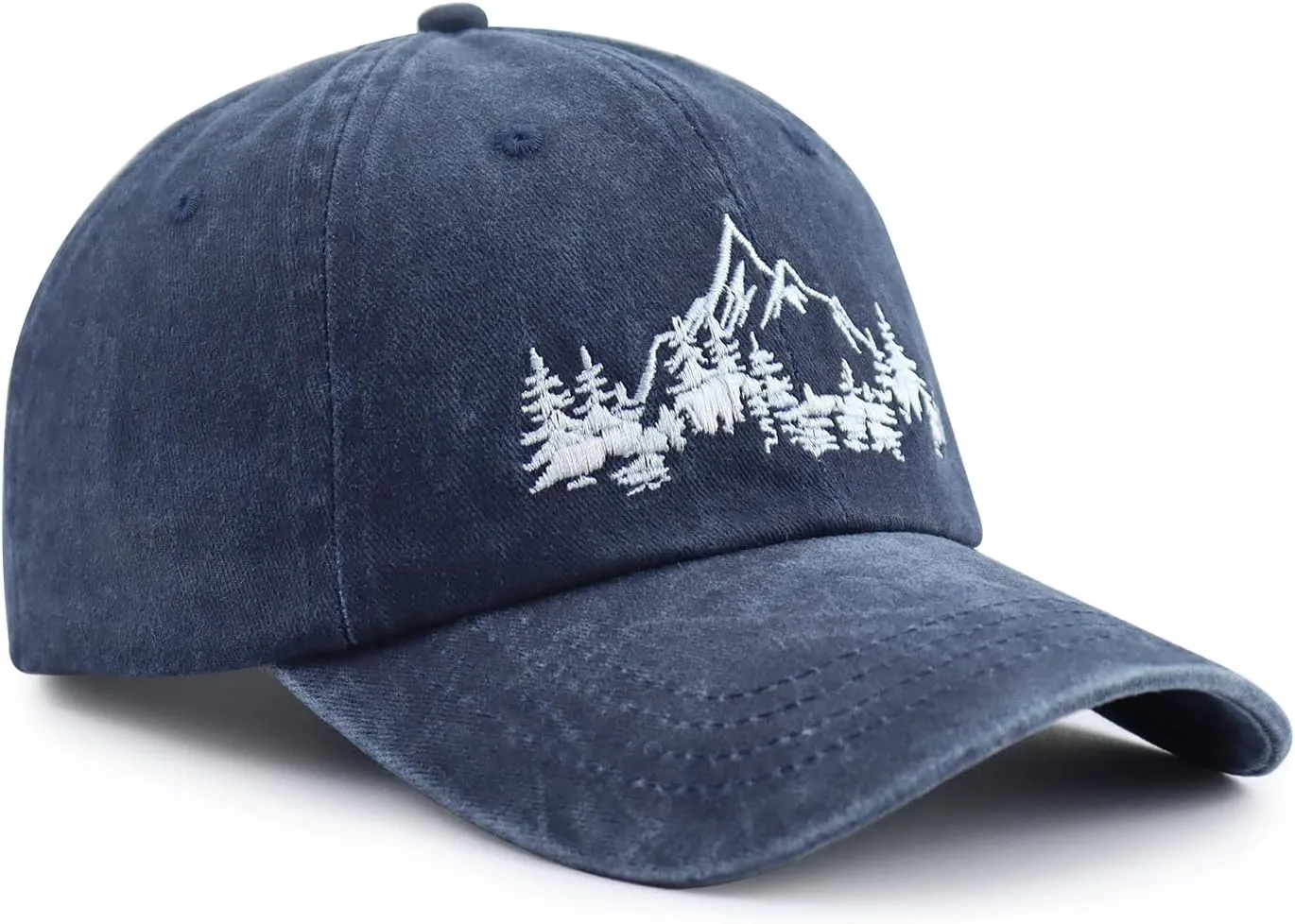 Mountain Trees Hat for Men Women, Funny Adjustable Cotton Embroidered Camping Hiking Explore Outdoor Baseball Cap