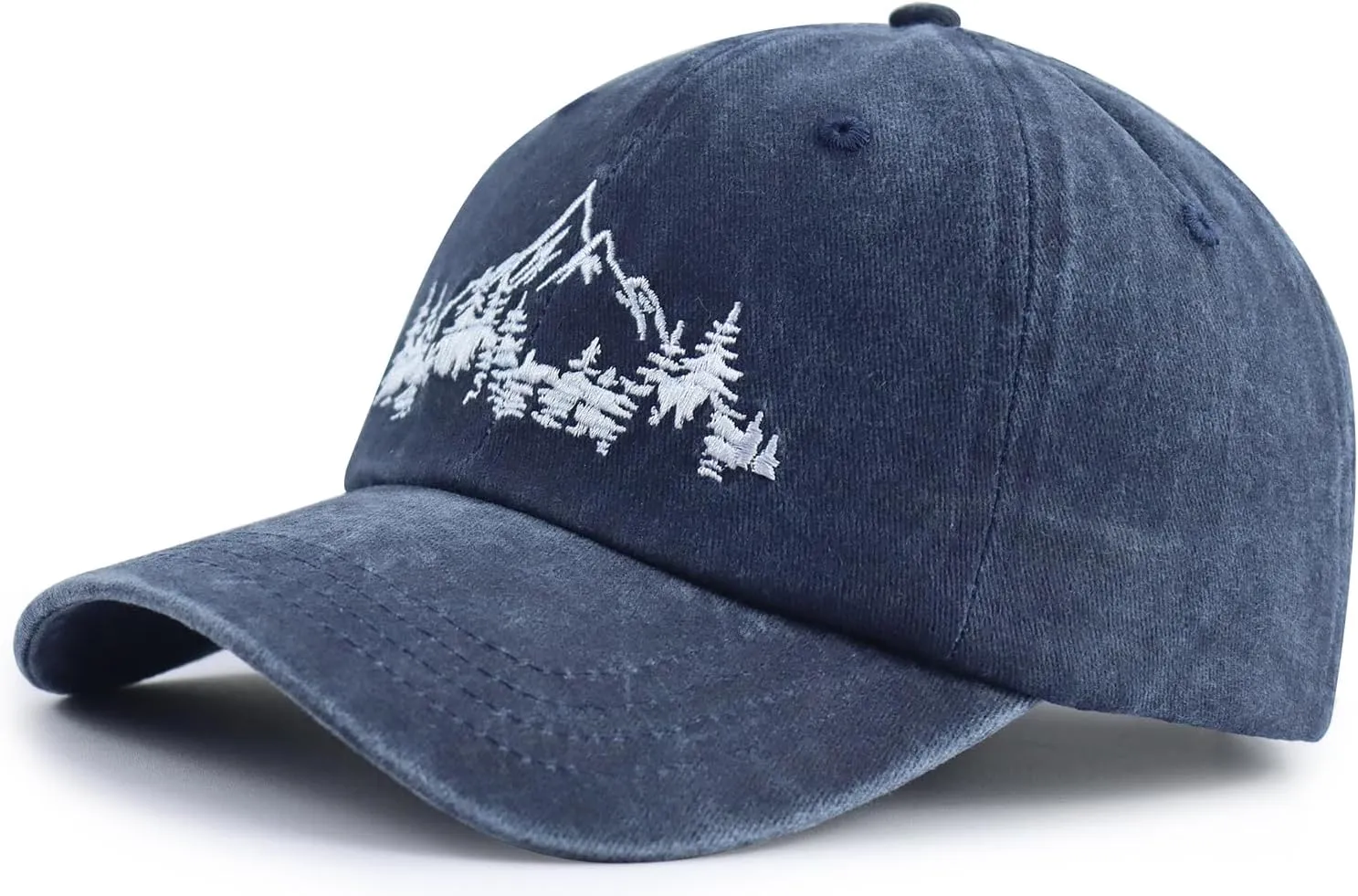 Mountain Trees Hat for Men Women, Funny Adjustable Cotton Embroidered Camping Hiking Explore Outdoor Baseball Cap