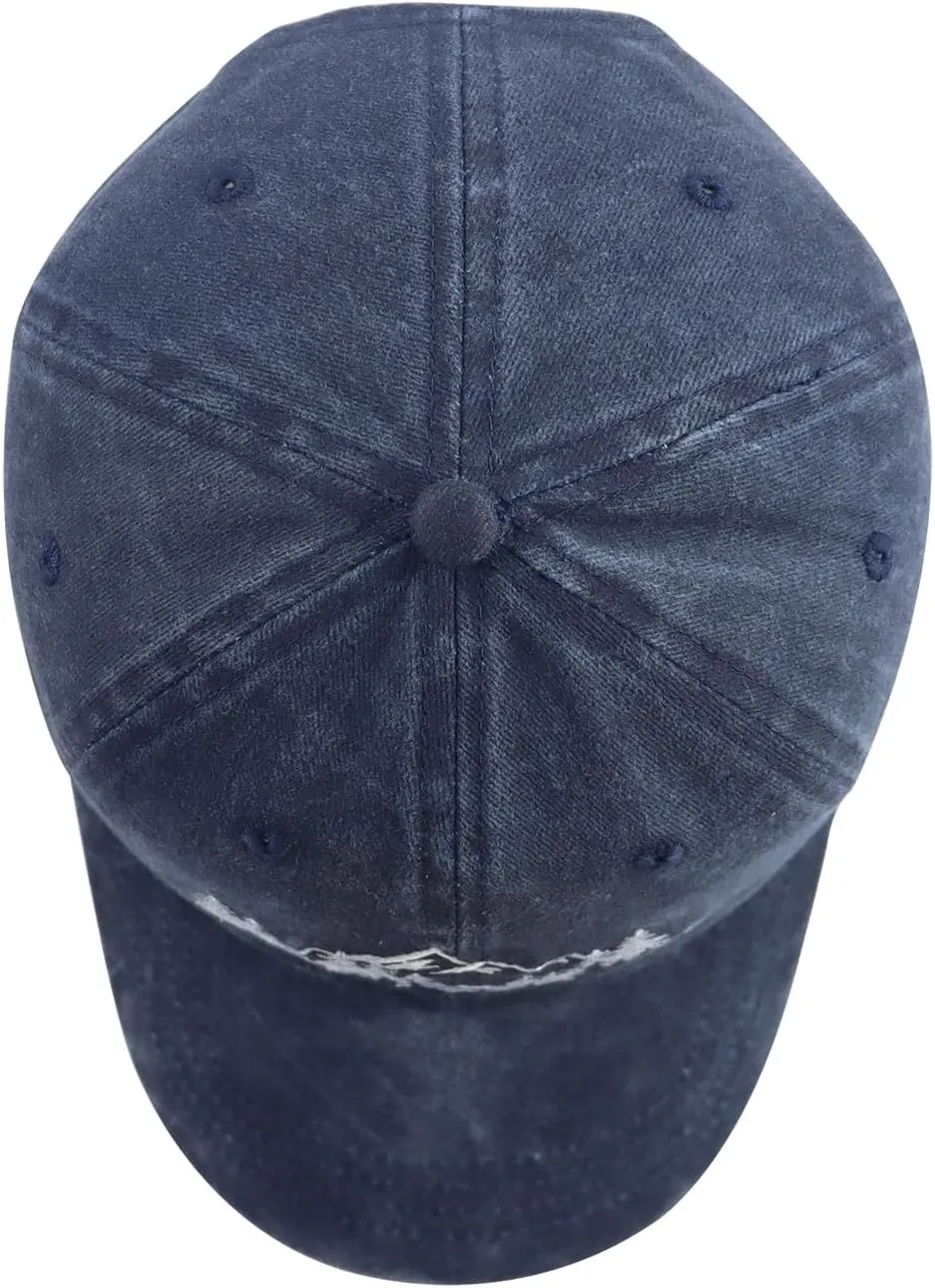 Mountain Trees Hat for Men Women, Funny Adjustable Cotton Embroidered Camping Hiking Explore Outdoor Baseball Cap