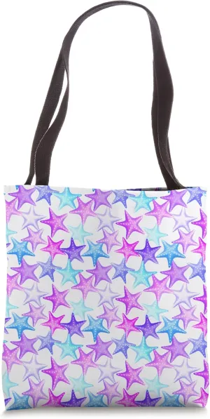 Multicolor Pastel Starfish Nautical Summer Beach Tote Bag