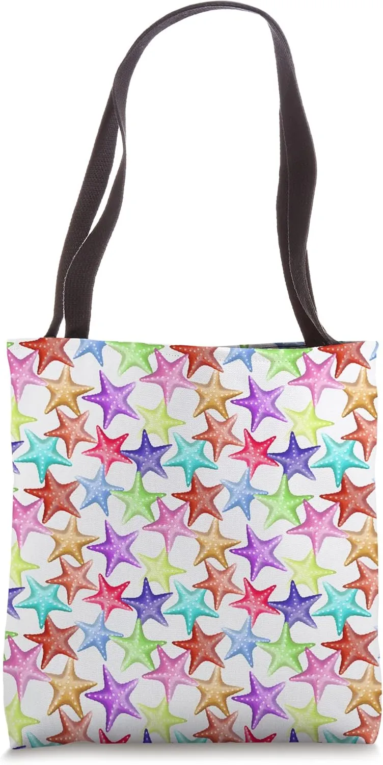 Multicolor Starfish Nautical Summer Beach Tote Bag