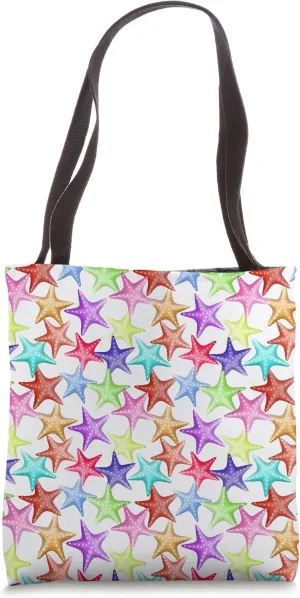 Multicolor Starfish Nautical Summer Beach Tote Bag