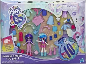 My Little Pony Equestria Girls Fashion Squad Twilight Sparkle and DJ Pon-3 Mini Doll Set Toy with Over 40 Fashion Accessories