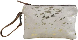 Myra Bag Golden Snow Cowhide Pouch Upcycled Cowhide & Leather S-2826