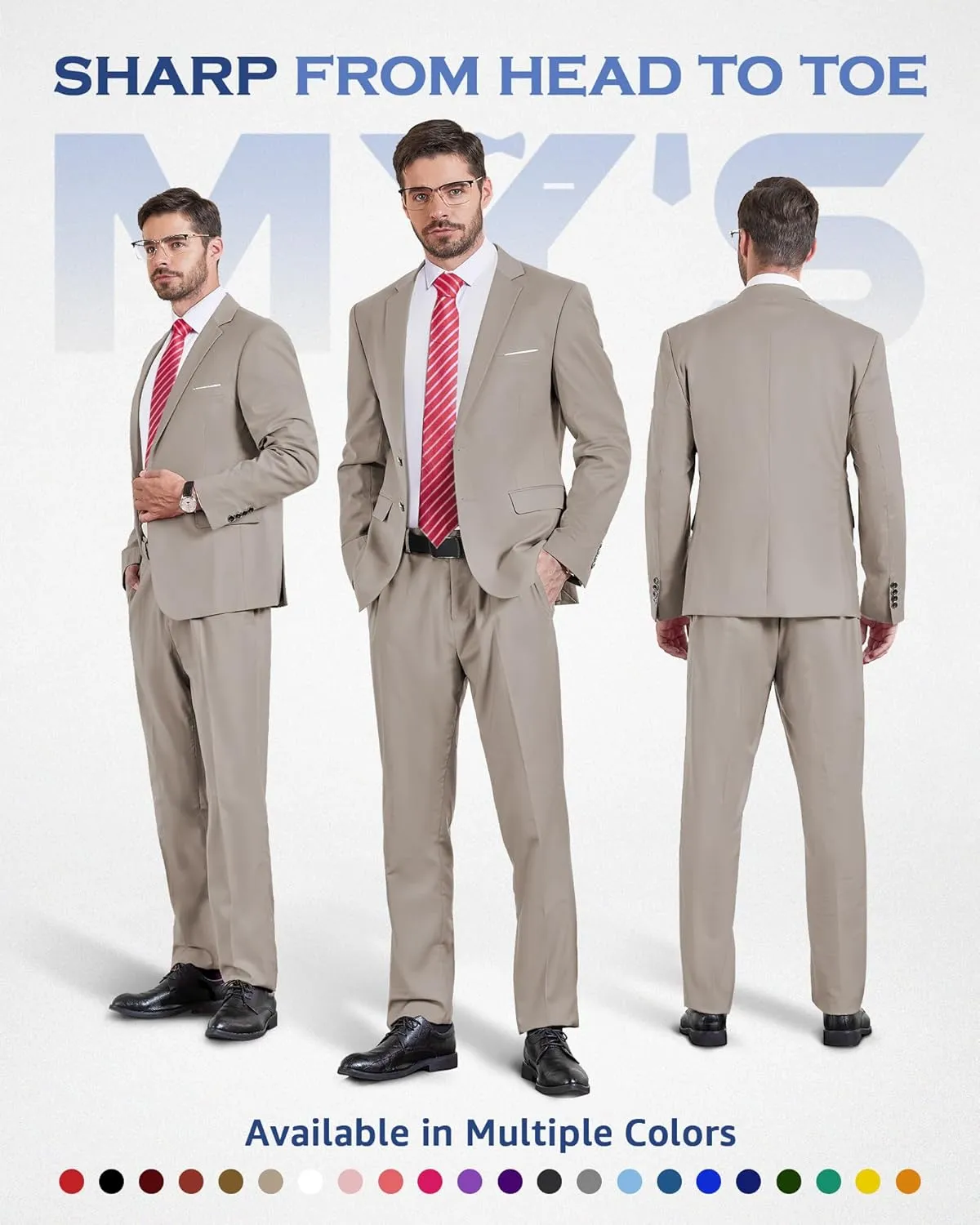 MY'S Men's Slim Fit Blazer, Two Button Casual Lightweight Jacket, Sport Coat for Daily