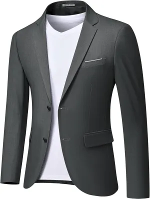 MY'S Men's Slim Fit Blazer, Two Button Casual Lightweight Jacket, Sport Coat for Daily