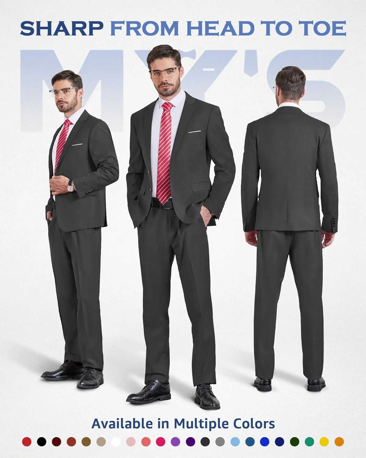 MY'S Men's Slim Fit Blazer, Two Button Casual Lightweight Jacket, Sport Coat for Daily