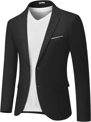 MY'S Men's Slim Fit Blazer, Two Button Casual Lightweight Jacket, Sport Coat for Daily