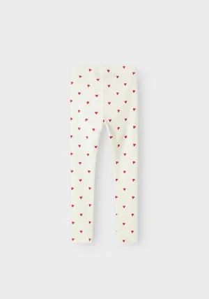 Name It Mini Girl Heart Print Legging, Cloud Dancer