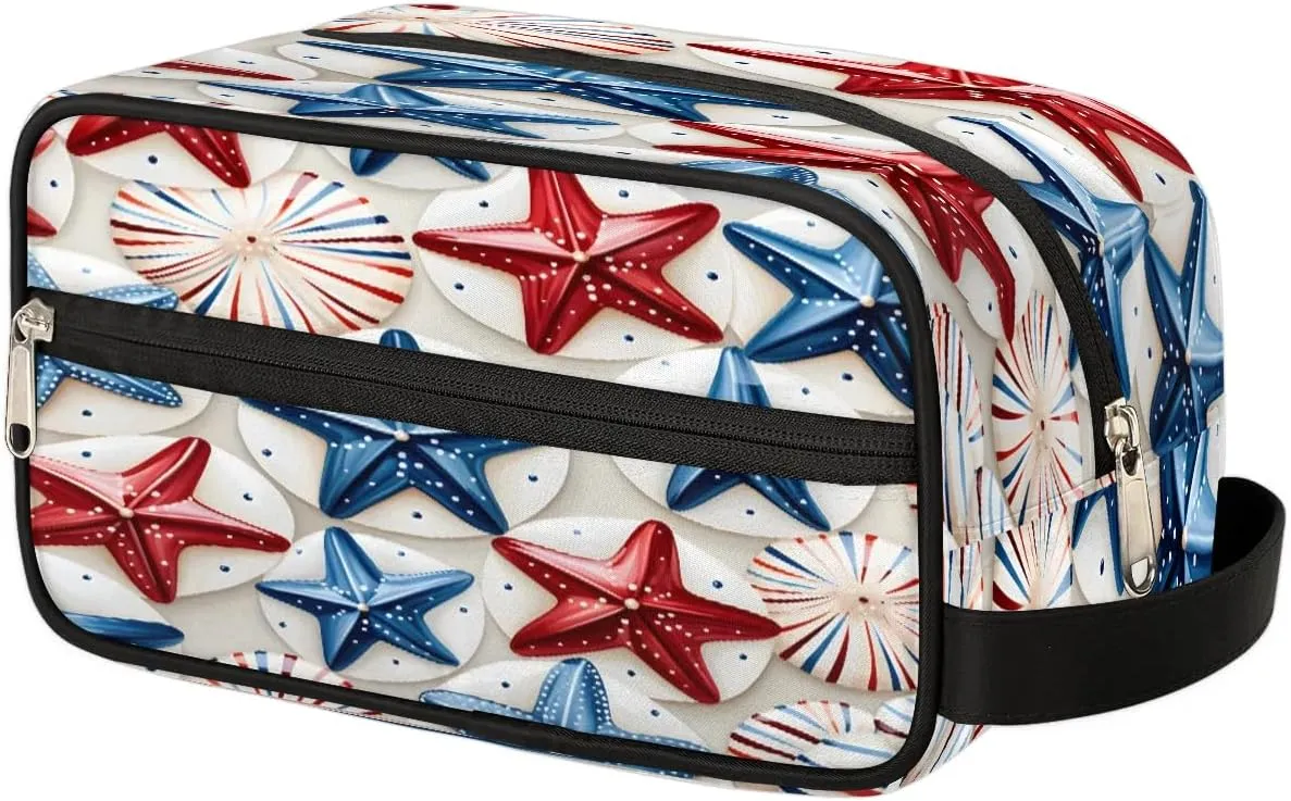 National Flag Starfish Travel Toiletry Bag Wash Bag Portable Cosmetic Bag Toiletries Accessories Cosmetic Storage Bag Shower Shaving Bag Unisex Starfish Pattern Print