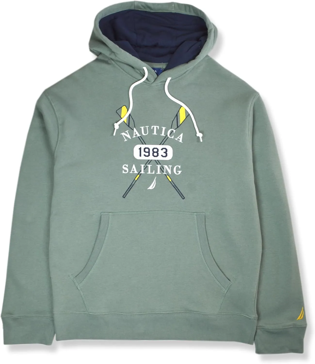Nautica Mens Embroidered Sailing Logo Drawstring Hooded Sweatshirt, (US, Alpha, Large, Regular, Regular, Seaside Olive Green)