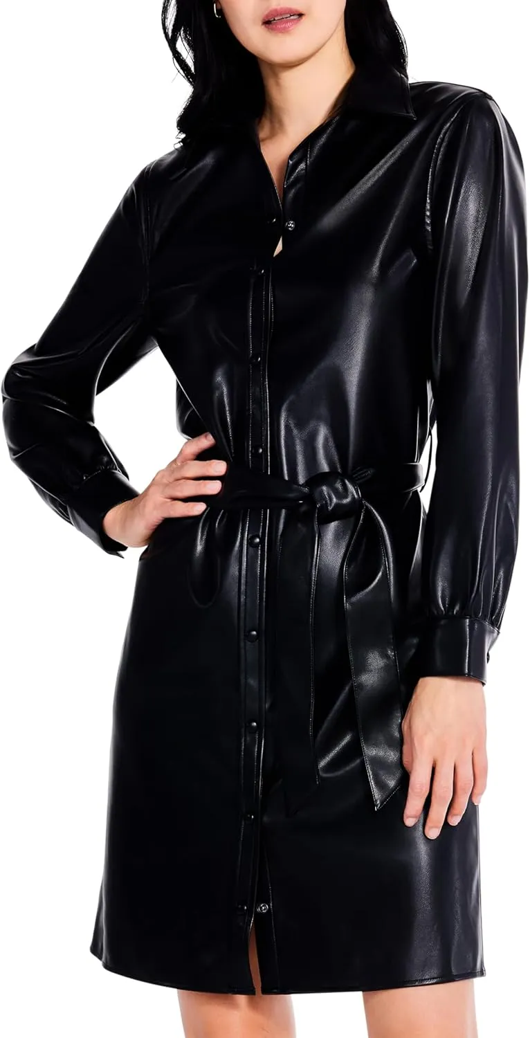 NIC ZOE Women's Faux Leather Trench Dress