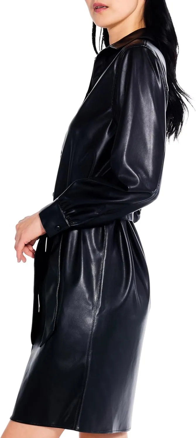 NIC ZOE Women's Faux Leather Trench Dress