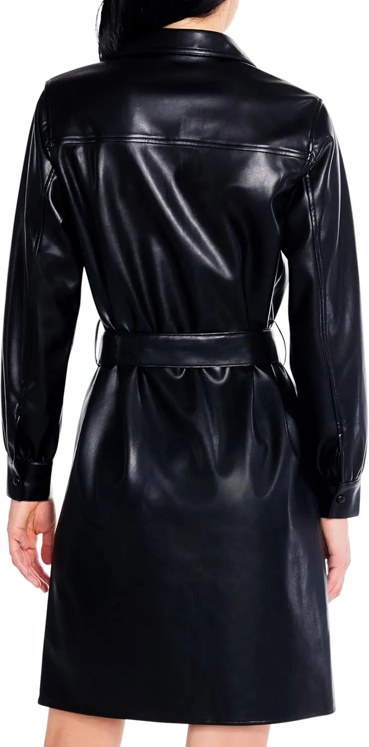NIC ZOE Women's Faux Leather Trench Dress