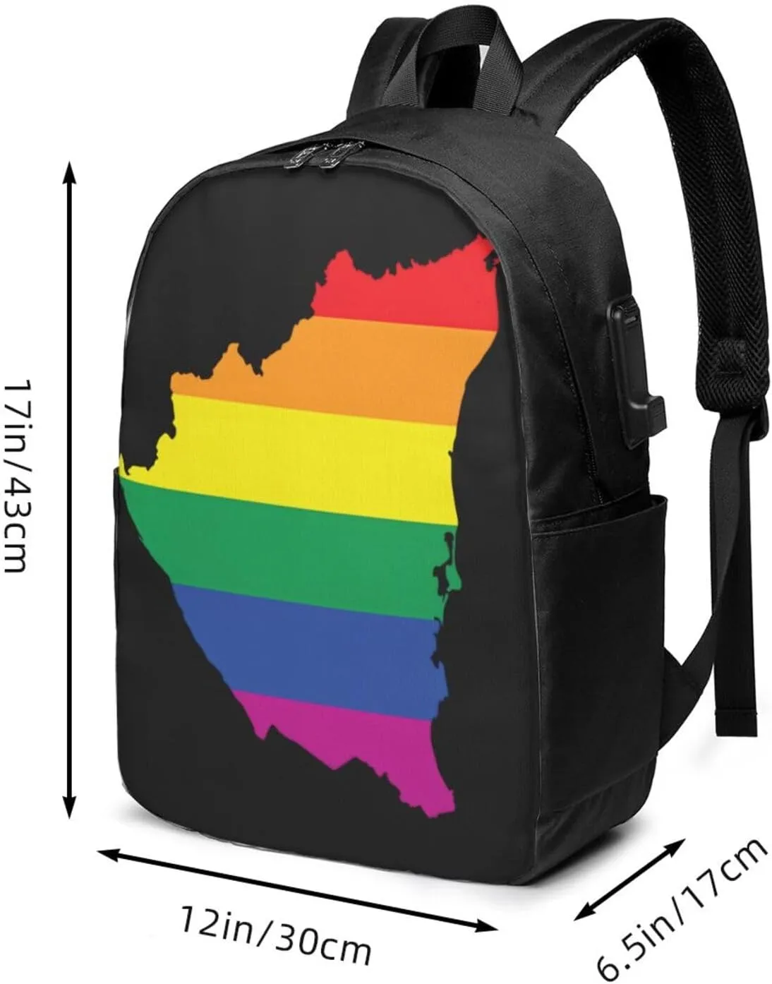 Nicaragua LGBT Rainbow Gay Pride Map Flag Laptop Backpacks Travel Backpack Casual Business Daypack Sport Rucksack Computer Bag Fits up to 17 Inch Notebook with USB Port