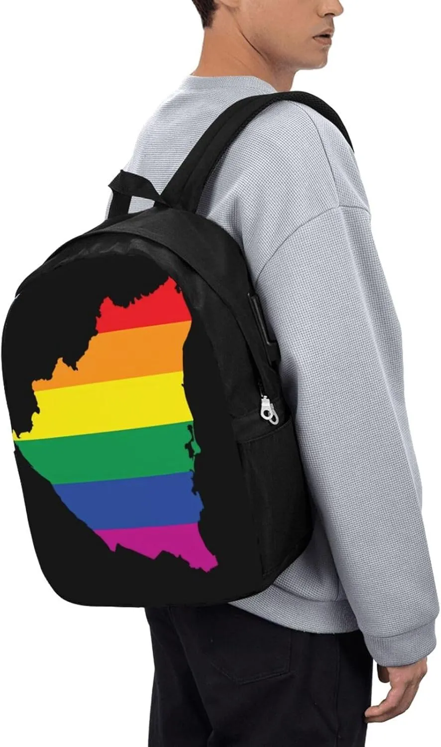 Nicaragua LGBT Rainbow Gay Pride Map Flag Laptop Backpacks Travel Backpack Casual Business Daypack Sport Rucksack Computer Bag Fits up to 17 Inch Notebook with USB Port