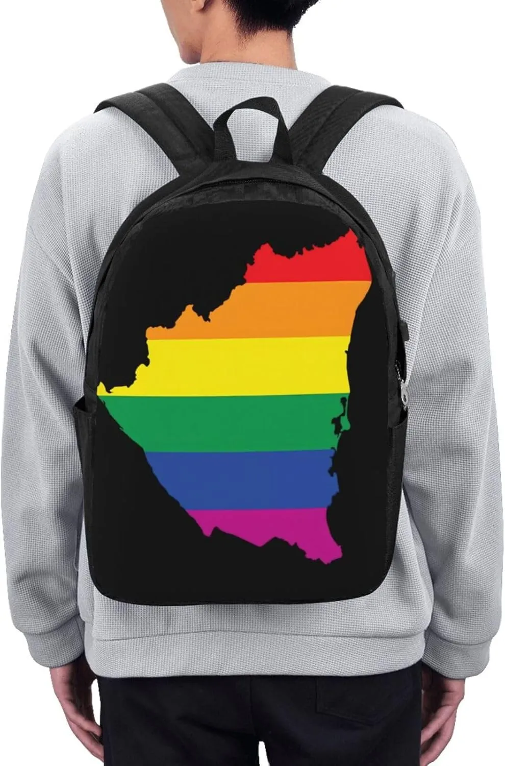 Nicaragua LGBT Rainbow Gay Pride Map Flag Laptop Backpacks Travel Backpack Casual Business Daypack Sport Rucksack Computer Bag Fits up to 17 Inch Notebook with USB Port