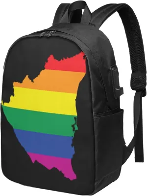 Nicaragua LGBT Rainbow Gay Pride Map Flag Laptop Backpacks Travel Backpack Casual Business Daypack Sport Rucksack Computer Bag Fits up to 17 Inch Notebook with USB Port