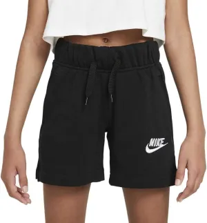 Nike Girl's NSW Club French Terry Shorts (Little Kids/Big Kids) Black/White LG (14 Big Kid)