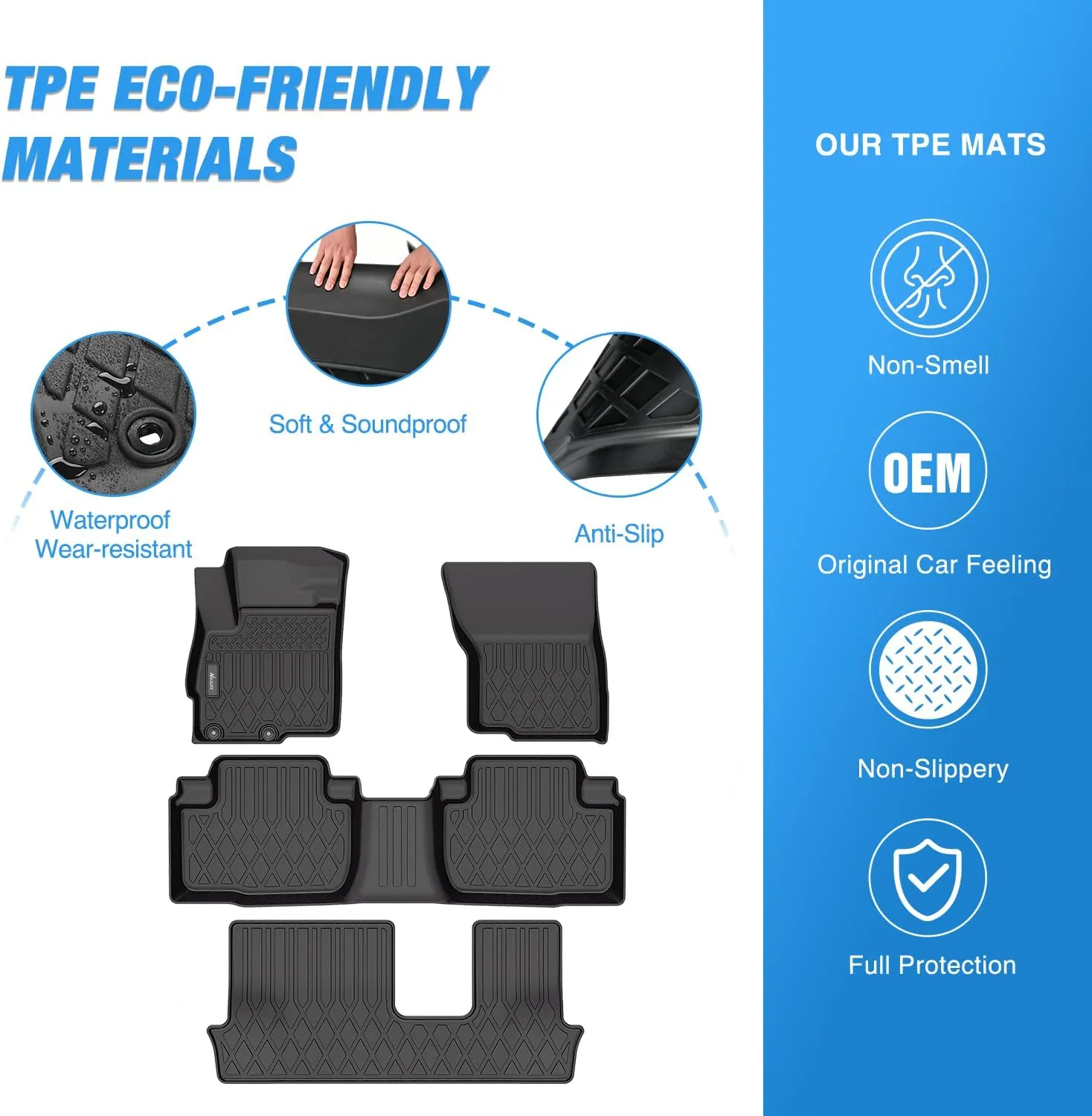 Nilight TPE Floor Mats for Mitsubishi Outlander 2014 2015 2016 2017 2018 2019 2020 2021,All Weather Custom Fit Heavy Duty Floor Liners