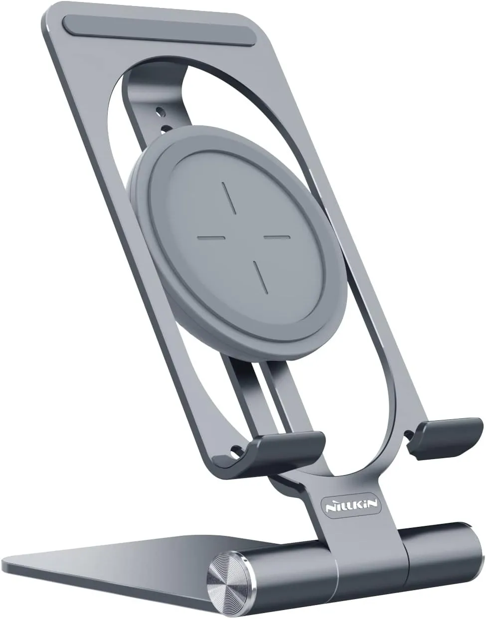 Nillkin Fast Wireless Charger - Metal Foldable and Adjustable Wireless Charging Stand for iPhone 16 15 14 13 12, Samsung Galaxy S25 S24 S23 S22 S21 Ultra/Plus and Android Phones, Space Grey