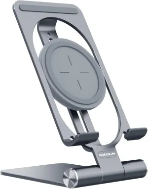 Nillkin Fast Wireless Charger - Metal Foldable and Adjustable Wireless Charging Stand for iPhone 16 15 14 13 12, Samsung Galaxy S25 S24 S23 S22 S21 Ultra/Plus and Android Phones, Space Grey