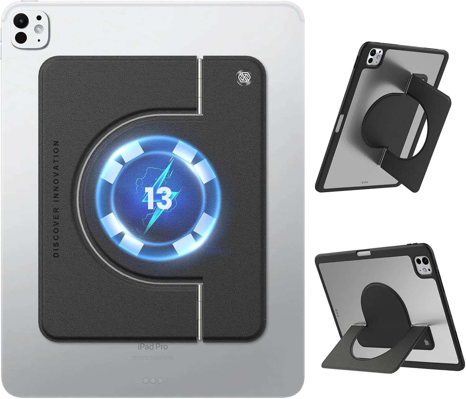 Nillkin iPad Magnetic Tablet Stand Adjustable Magsafe Grip Holder Fit for iPad Pro 13 M4/iPad Pro 12.9/Air 13 M2 and Other Tablet e-Reader (Black, for Over 11-13 inch Device)