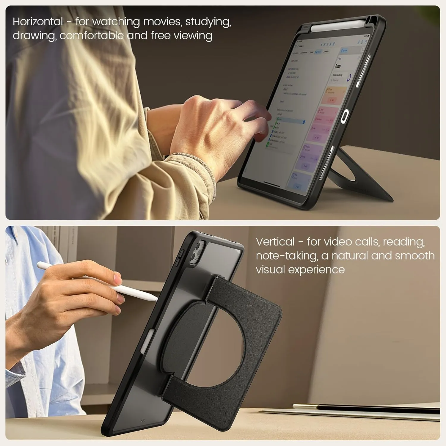 Nillkin iPad Magnetic Tablet Stand Adjustable Magsafe Grip Holder Fit for iPad Pro 13 M4/iPad Pro 12.9/Air 13 M2 and Other Tablet e-Reader (Black, for Over 11-13 inch Device)