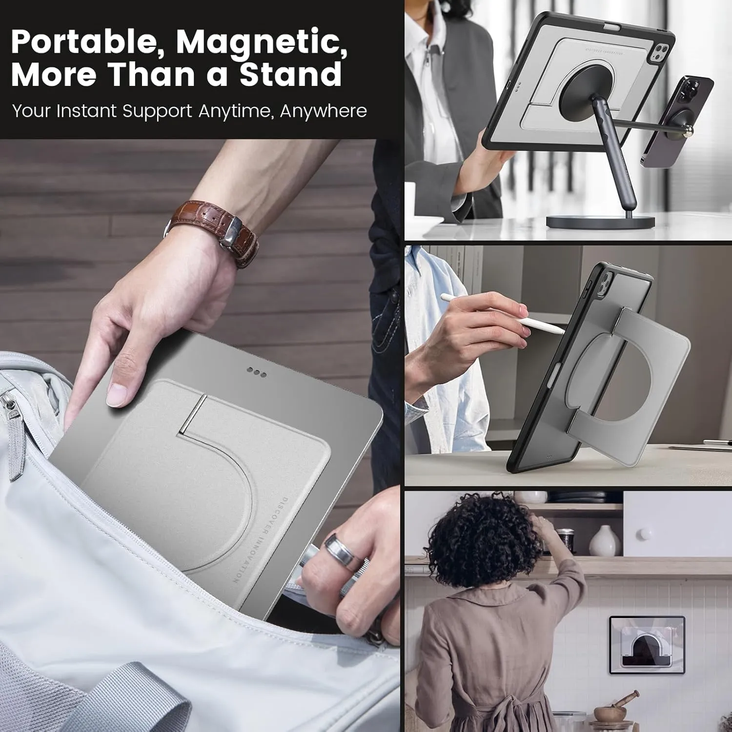 Nillkin Magnetic Tablet Stand Adjustable, Fit for iPad Pro 13/Pro 12.9/10th and Other Tablet e-Reader (Grey, for 11-13 inch Device)