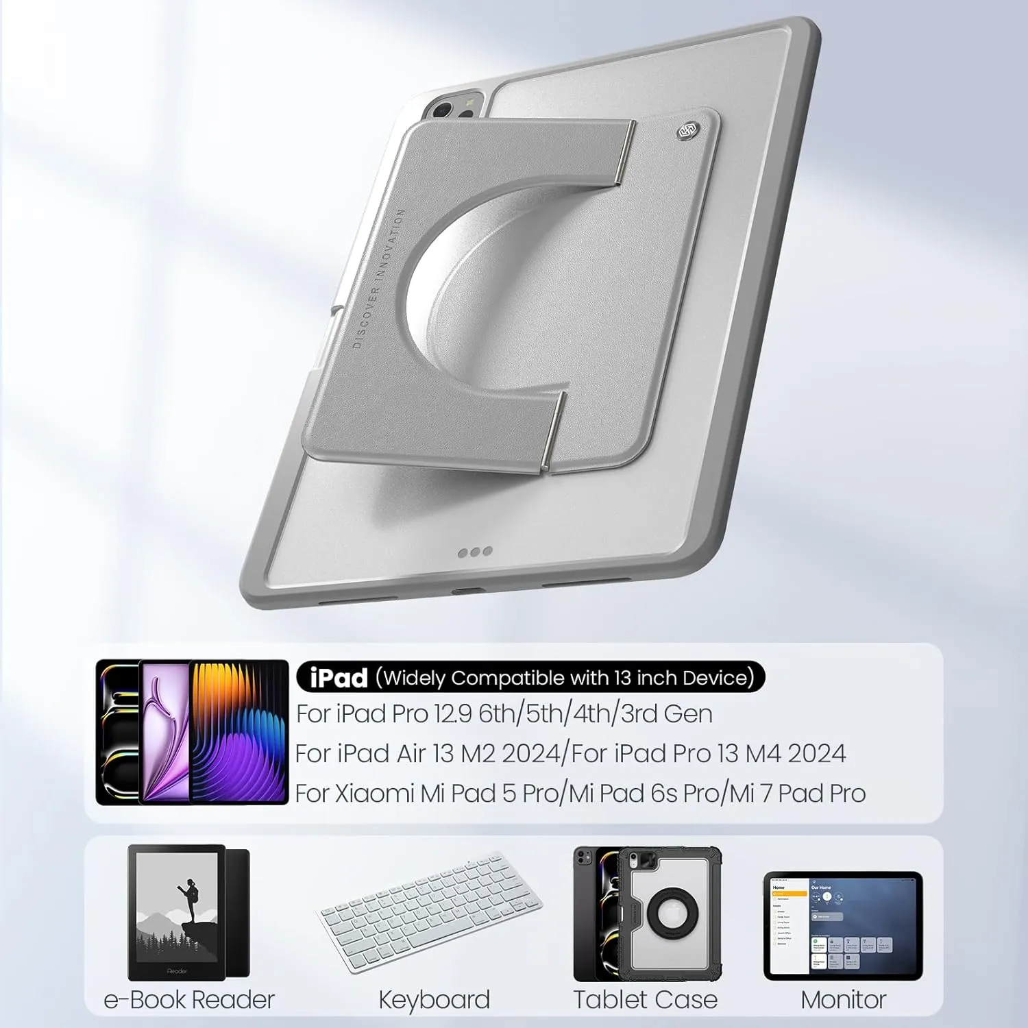 Nillkin Magnetic Tablet Stand Adjustable, Fit for iPad Pro 13/Pro 12.9/10th and Other Tablet e-Reader (Grey, for 11-13 inch Device)