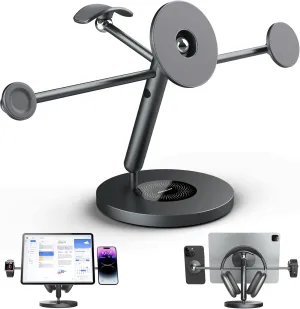 Nillkin Tablet Stand with MagSafe Ring, 4 in 1 Magnetic Stand for Tablet/Phone/Apple Watch/Headphone, 360º Rotating, DIY at Will, Aluminum Cell Phone Stand, Tablet Stand for Desk, Supports 5-13 inch
