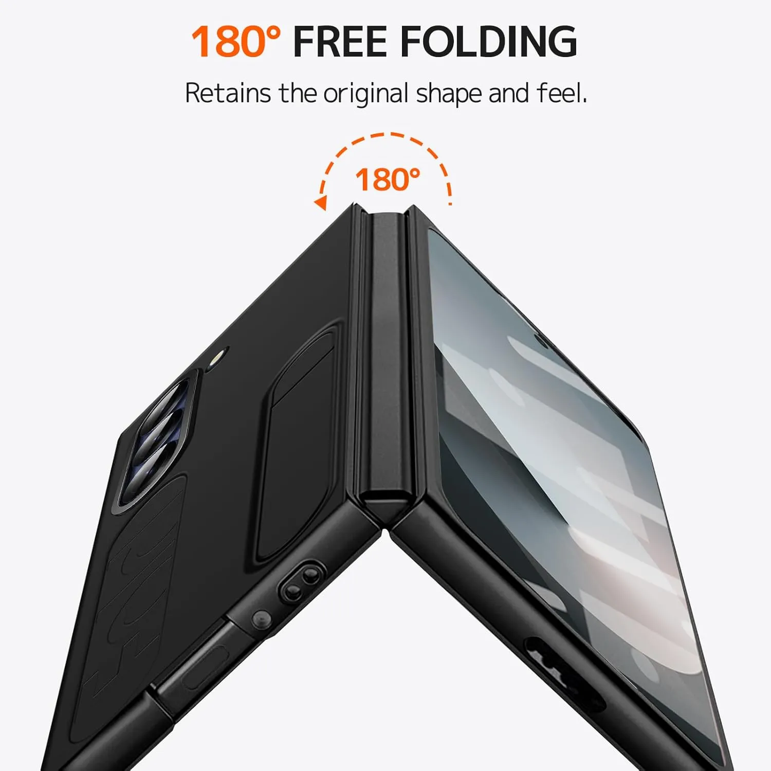 Ninki for Samsung Galaxy Z Fold Case with Strap & Kickstand, Shockproof Screen Protector for Galaxy Z Fold Phone, Slim Grip Case with Stand Black