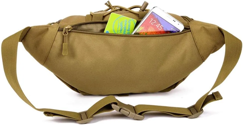 Nylon Waist Pack Portable Fanny Bag for Men Women Outdoor Travel Tactical Sports Camping Hiking Hunting Fishing Belt Bum Pouch Daypack (Black)