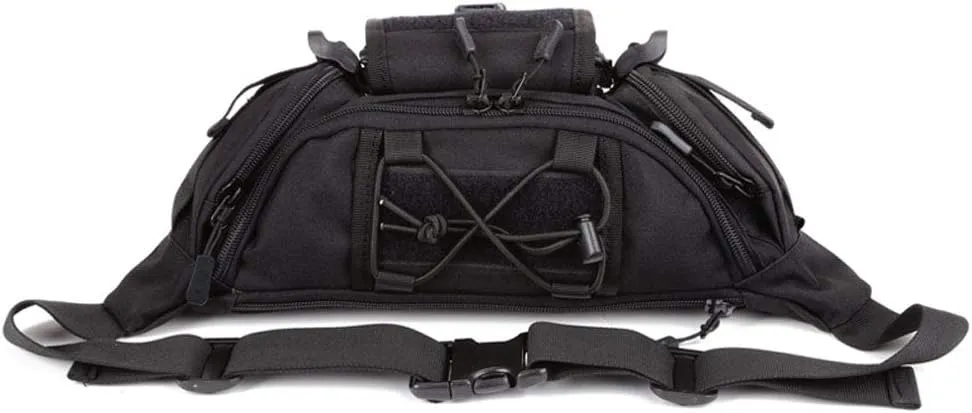 Nylon Waist Pack Portable Fanny Bag for Men Women Outdoor Travel Tactical Sports Camping Hiking Hunting Fishing Belt Bum Pouch Daypack (Black)