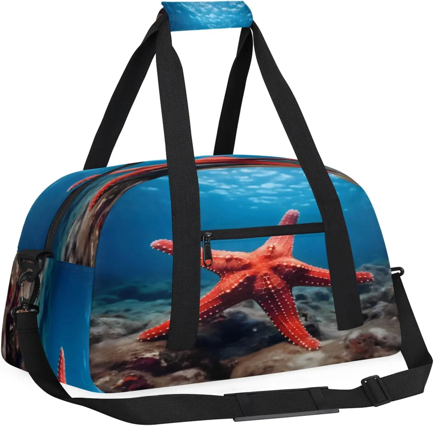 Ocean Sea Starfish Small Gym Bag 18 inch Carry On Duffel Bag for Weekender Travel Sports Workout Yoga Gymnastics Dance Ballet