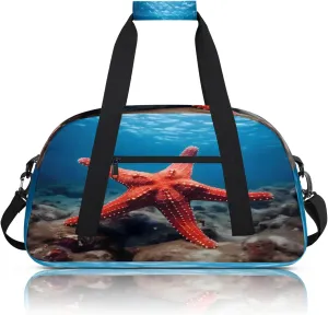 Ocean Sea Starfish Small Gym Bag 18 inch Carry On Duffel Bag for Weekender Travel Sports Workout Yoga Gymnastics Dance Ballet